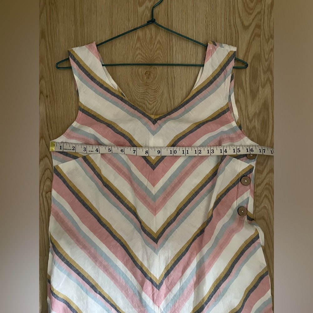 CHARLIE B Striped Linen Coastal Jumpsuit Wide Leg Pink White XS - Picture 8 of 16